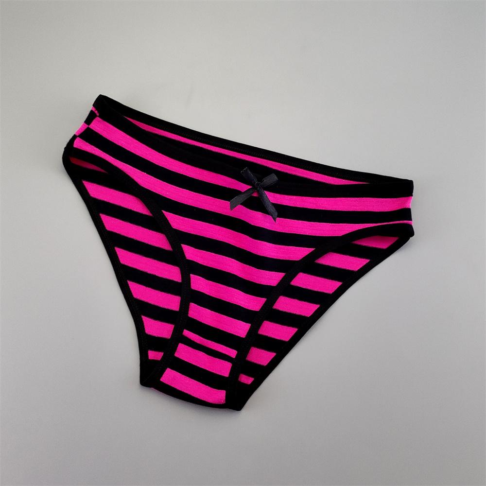 6PCS Women Cute Sexy Stripe Cotton Underwear Panties Bow Bikini Brief Lovely Girls Cotton Lingerie M/L/XL