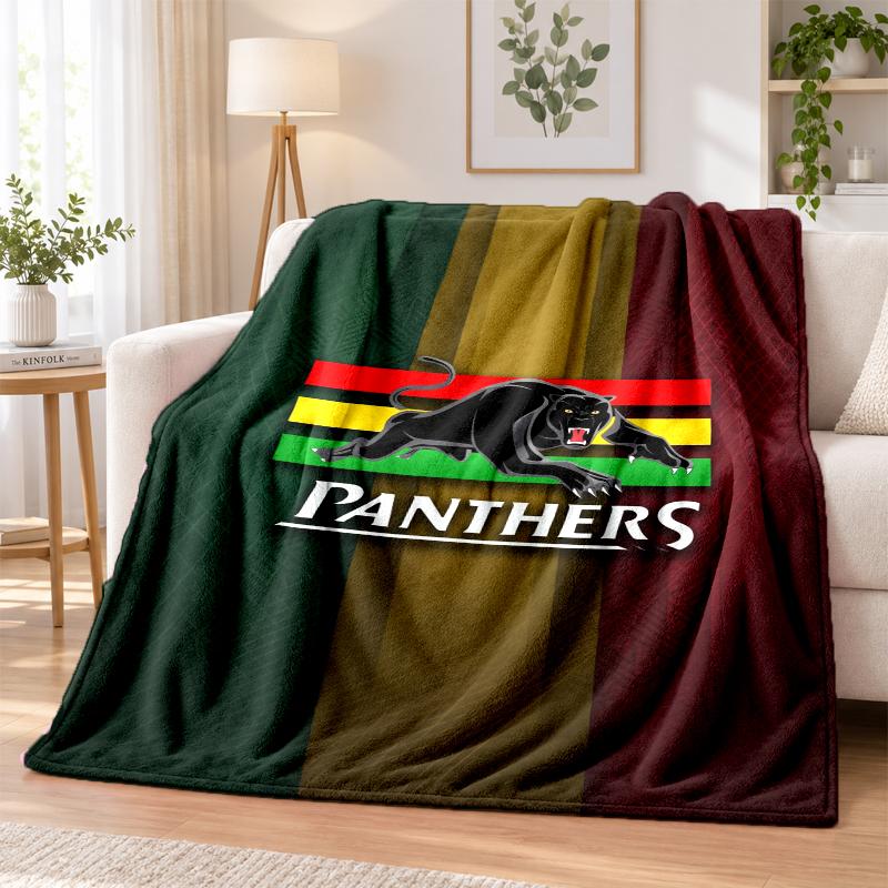 Penrith Panthers Printed Flannel Blanket Warm Comfort Bed Throw For Indoor Home Decoration