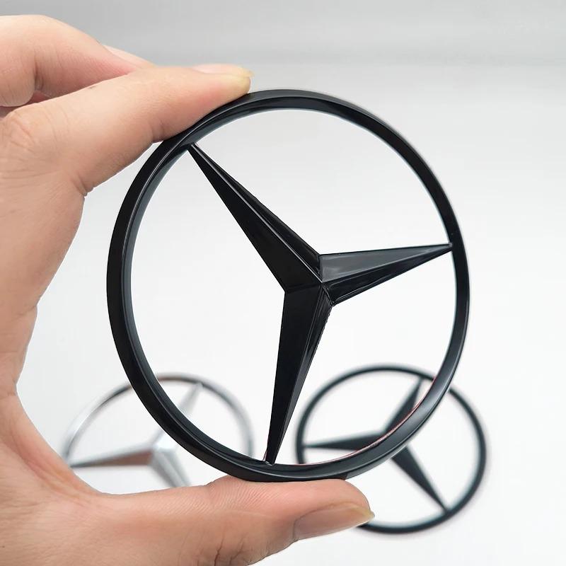 90mm ABS Chrome Black Logo Mercedes Emblem Rear Star Badge For Mercedes Benz W203 W206 W212 X253 W167 W166 W247 C E GLA GLC GLE