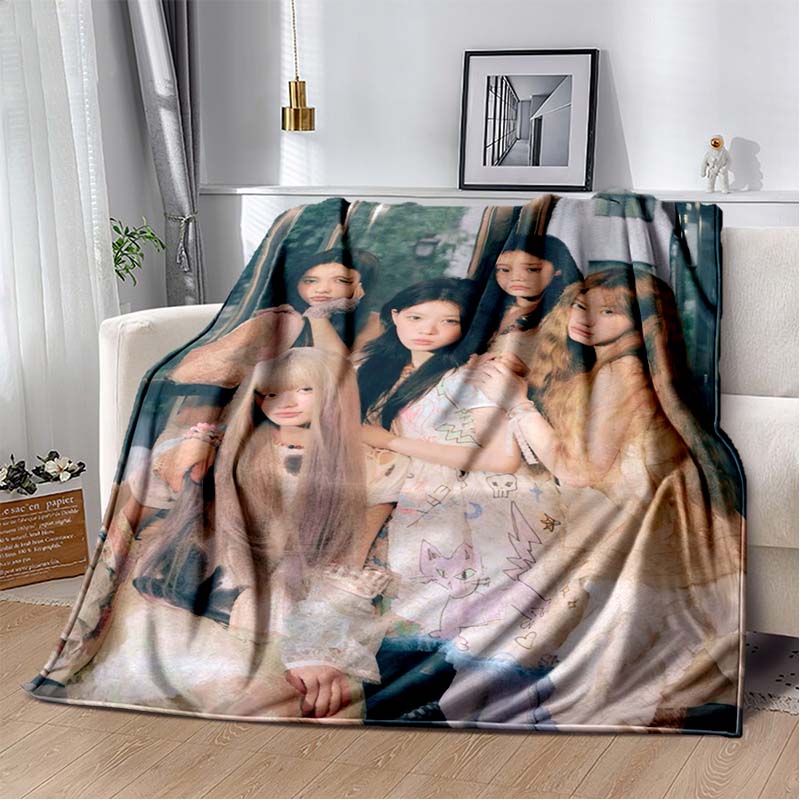 3D Printed Flannel Blanket I-ILLIT Combo K-POP Home Sofa Bed Blanket | Birthday Gift, Customizable