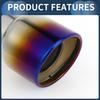 INFINAUTO Roll Edge Exhaust Outlet Rear 2.8" Inlet 3.5" Outlet 4.8" Long Car Tail Pipe Stainless Steel Burnt Blue Bolt-On