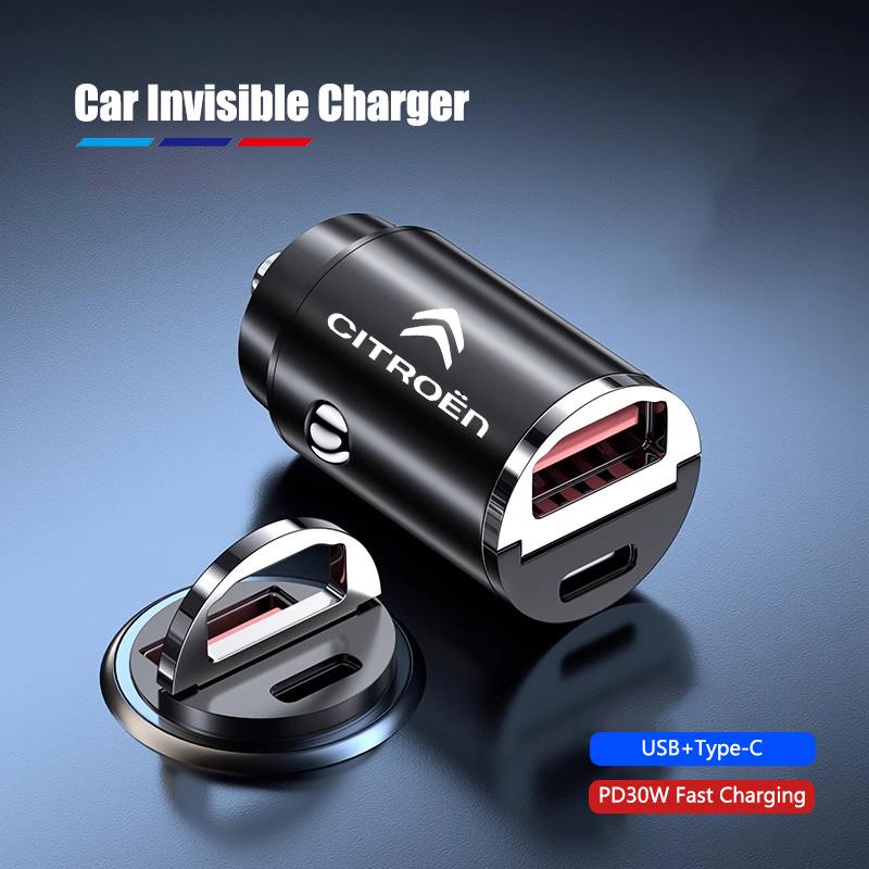 YKKBG1 Invisible Mini Car 100W Charger USB Type-C Dual Interface For Citroen C3 C5 AIRCROSS C5X C4 Cactus PICASSO e-C3 e-C4 C-Crosser