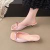 Fashion Women's Slippers Thin Heels Square Toe Butterfly-knot Shoes Women Dress All-match Fashion Elegant One-word Zapatillas De Mujer