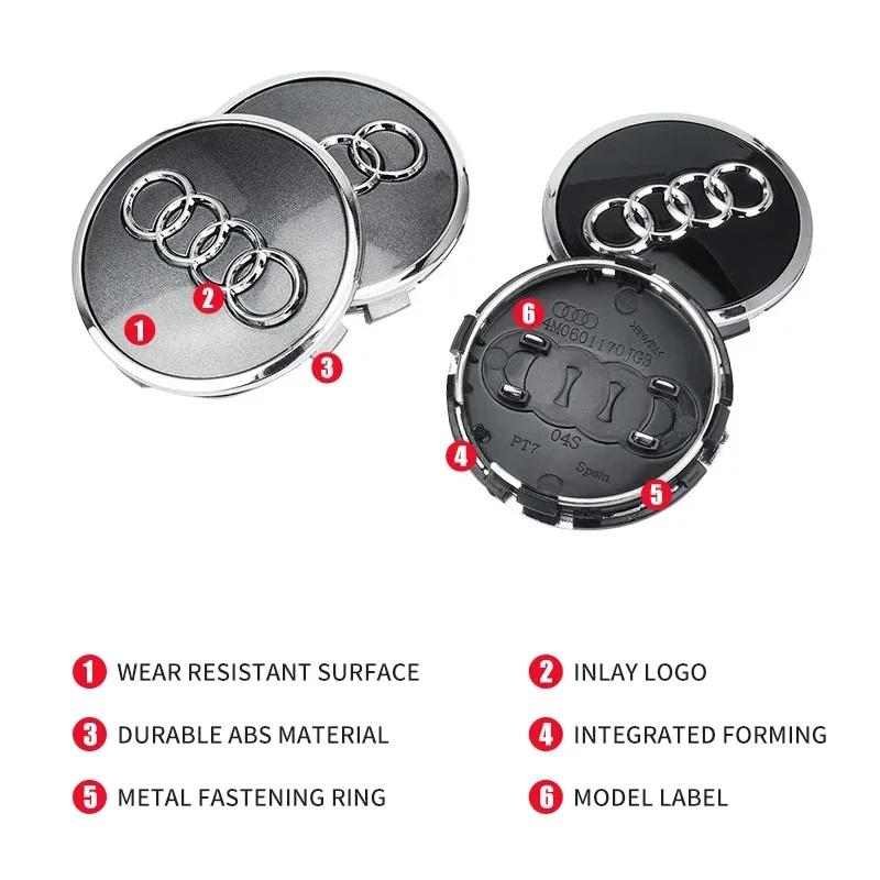 /4pcs 60mm 61mm 68mm 69mm 135mm 146mm Car Logo Wheel Center Cap Hub Covers Badge For 1a A3 A4 A5 A6 A7 A8 S4 S6 Car Accessoriea1