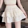 Elastic Waist Ballet Lace Puffy Skirt - 2025 Summer Short Half-Body Skirt for Girls, Anti-Exposure Design
