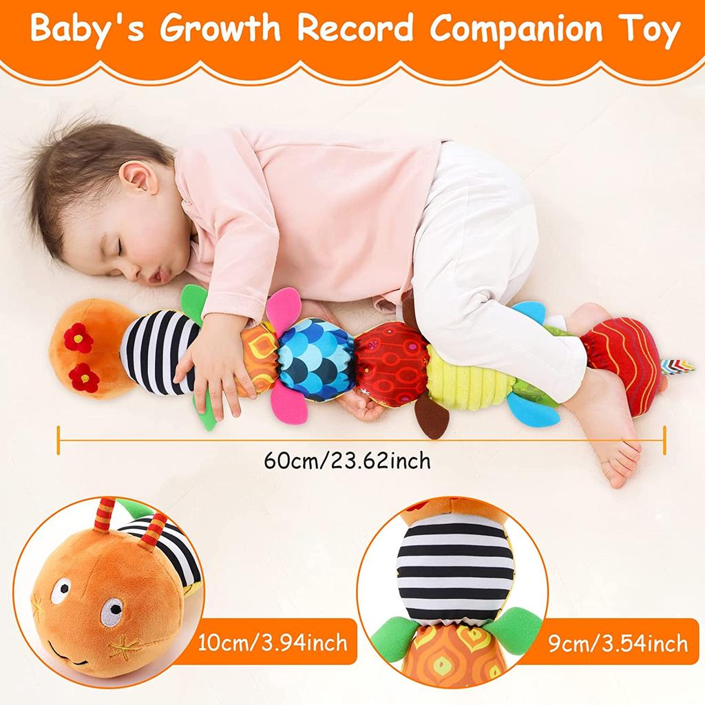 Musical Caterpillar Stuffed Animal Toys Infant Soft Plush Toy with Multi-Sensory Crinkle,Rattle & Textures for Babies 0-12 Months Newborn Children