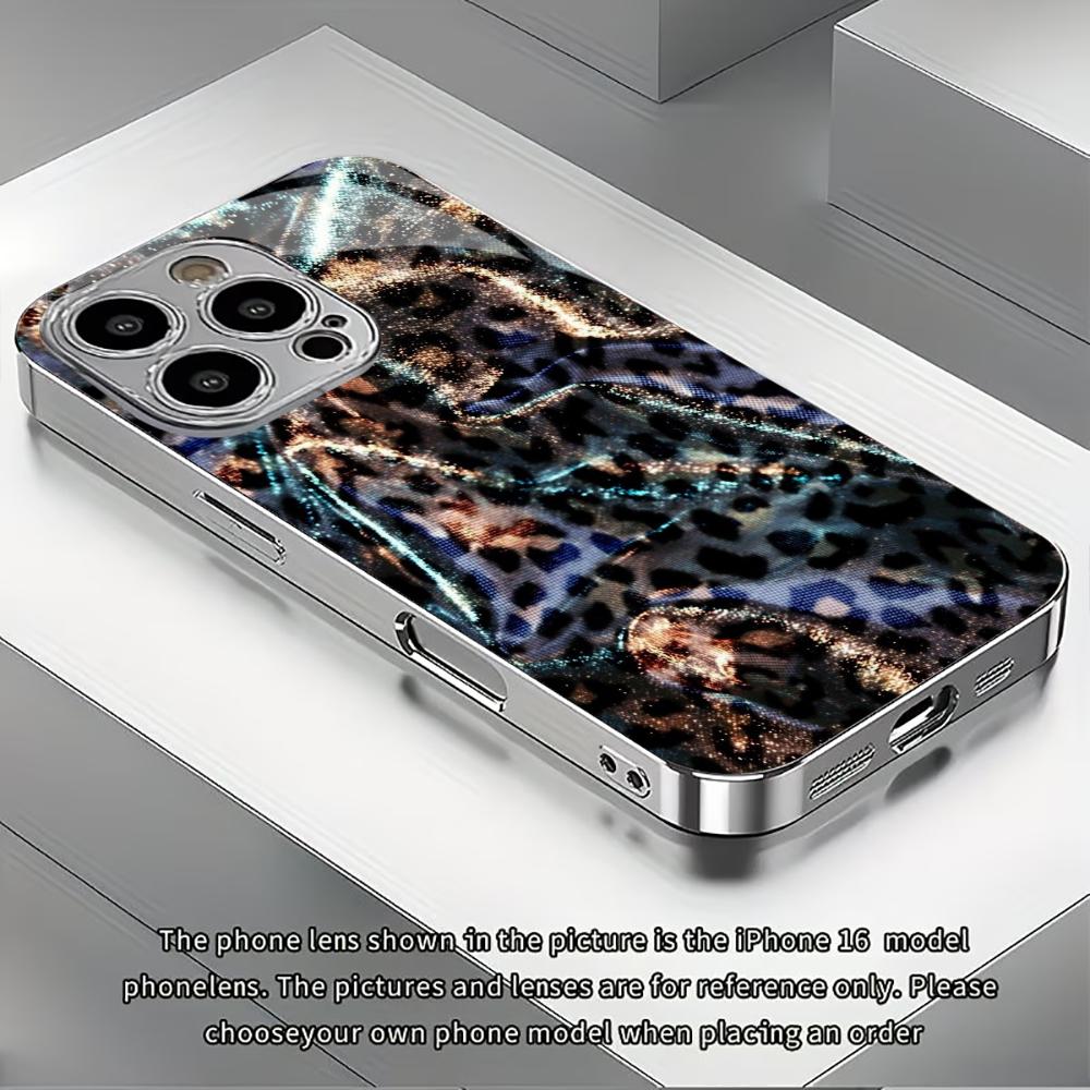Яркие чехлы для телефона с леопардовым принтом carcasa Smartphone Glass Phone Case для iPhone 17 16 15 14 13 12 11pm Pro Plus fundas