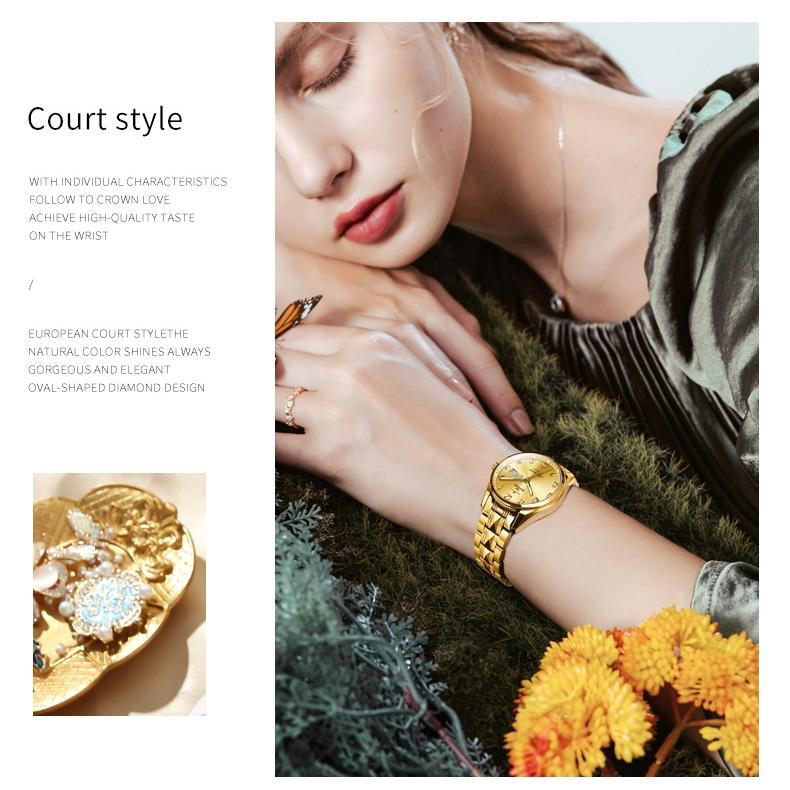 OUPINKE Часы автоматические механические часы стальные модные водонепроницаемые женские часы с двойным календарем женские часы