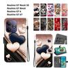 Handmade PU Leather Flip Case for Realme GT Neo6 SE/GT Neo6/GT 6/GT 6T Anti-Slip Shockproof Cover with Wrist Strap & Heart/Rose Cat Designs