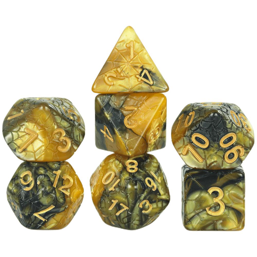 Набор из 7 разноцветных кубиков DND, многогранные кубики с гравировкой и эффектом паутины для настольной игры DND RPG Magic Gathering D&D Dice