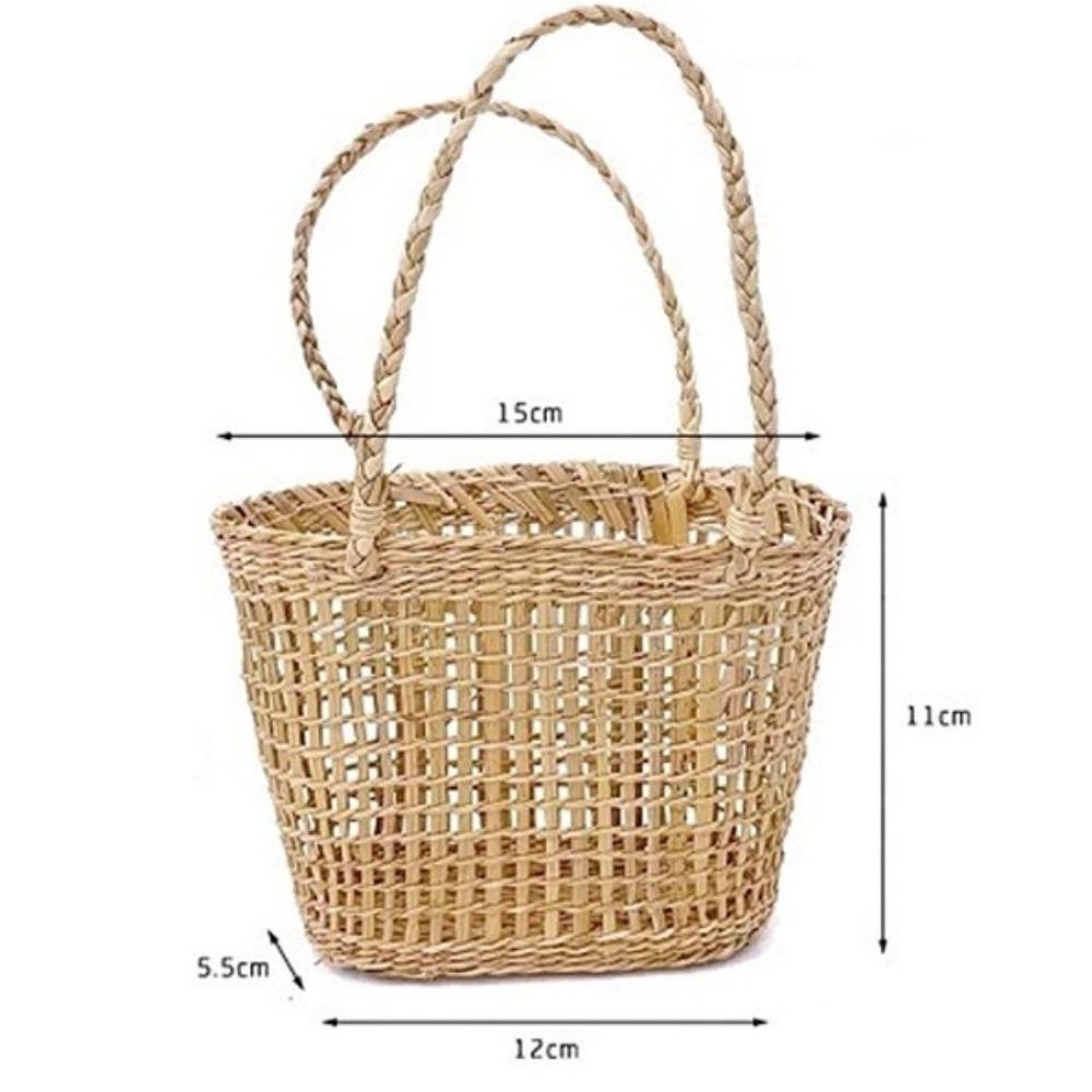 With Handle Straw Woven Basket Picnic Props Storage Basket Practical Tea Cup Cover