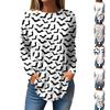 Women's Loose Round Neck  Print Long Sleeve T-Shirt Top Pullover