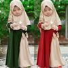Baby Girls Muslim Long Sleeve Dress Kids Prayer Hijab Abaya Sets Islamic Arab Kaftan Robe Ramadan Clothes