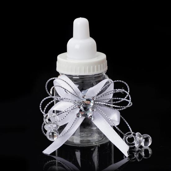 1/6/12 шт. Мини-конфетница в виде бутылочки молока с мишкой из страз и бантом из ленты, для сладостей и угощений, банка для хранения, сувениры для вечеринки в честь рождения ребенка