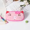 Pencil Case Large Capacity Zipper Closure Creative Portable Flannel Cartoon Strawberry Shape Pencil Bag Home Supplies