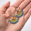 Irregular Fan-shaped Enamel Earrings Cross-border Earrings with Beautiful Sun Patterns Earrings Female