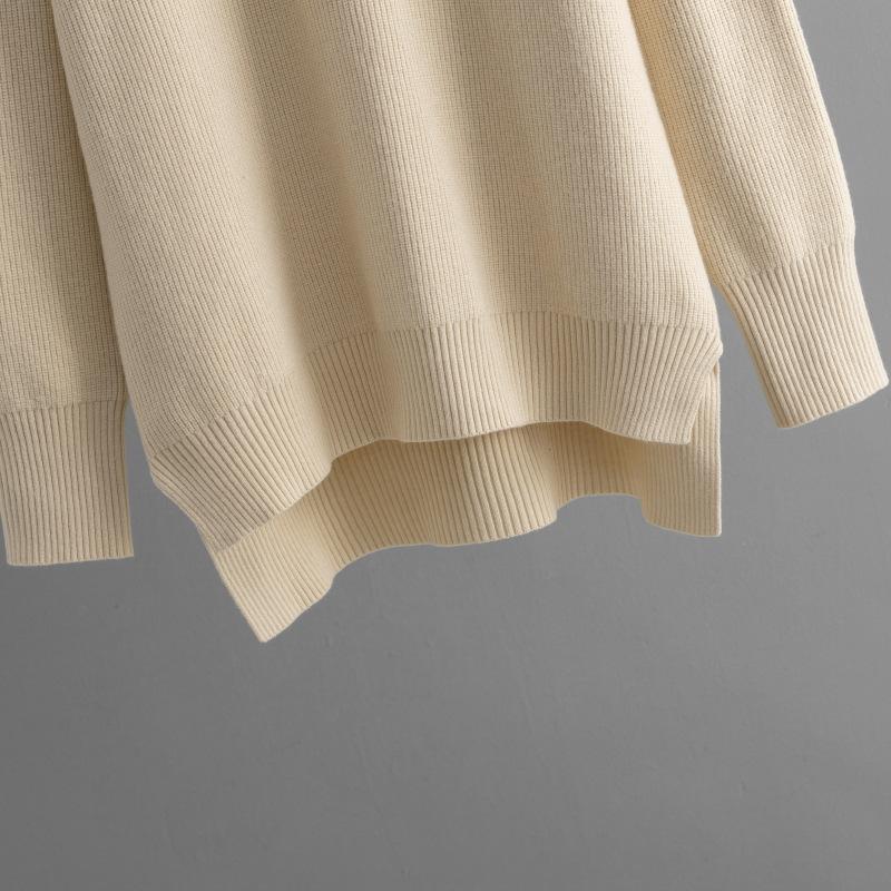 QICED Зимний теплый вязаный комплект для женщин, свободный свитер с длинным рукавом и круглым вырезом, модные брюки палаццо, комплект из двух предметов для женщин