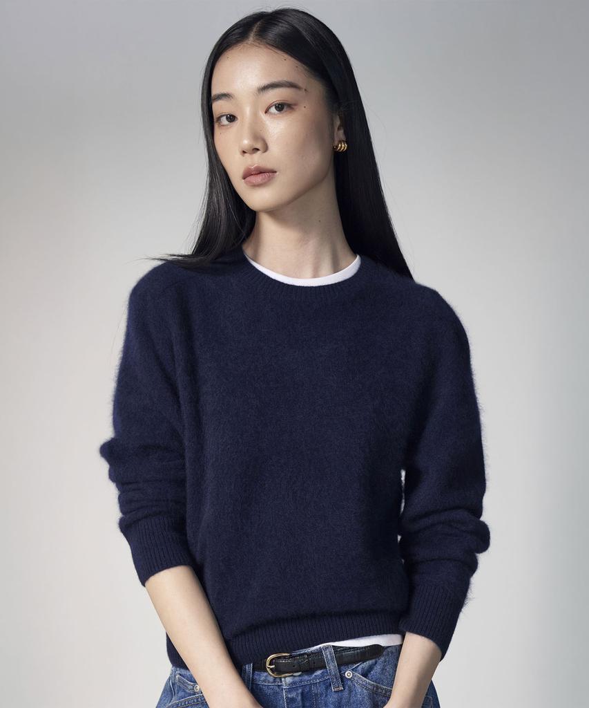 THEKNITCOMPANY (Women) Brushed Wool Cashmere Crew Neck Sweater 5 Colors
