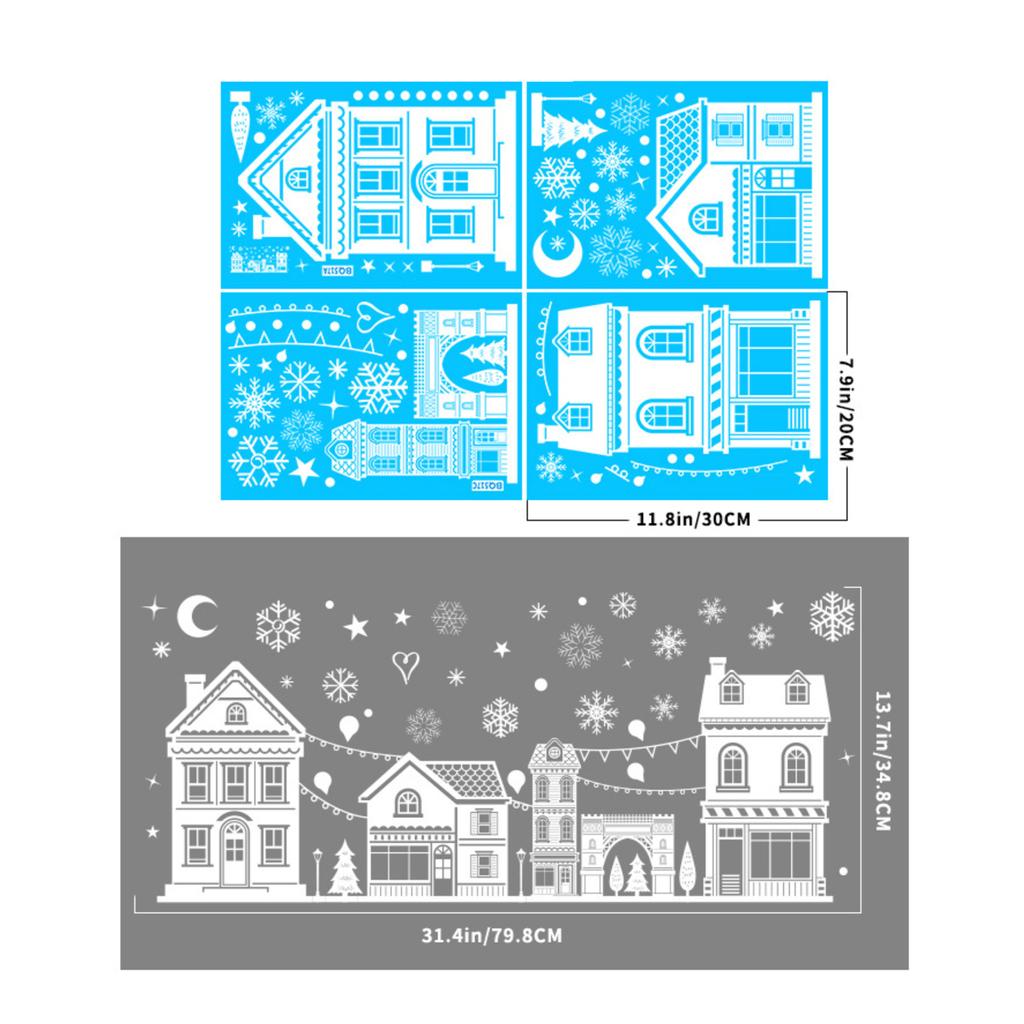 Christmas Decorations Winter Snow House Static Stickers Shopping Mall Window Scene Layout Elk Christmas Tree Window Stickers