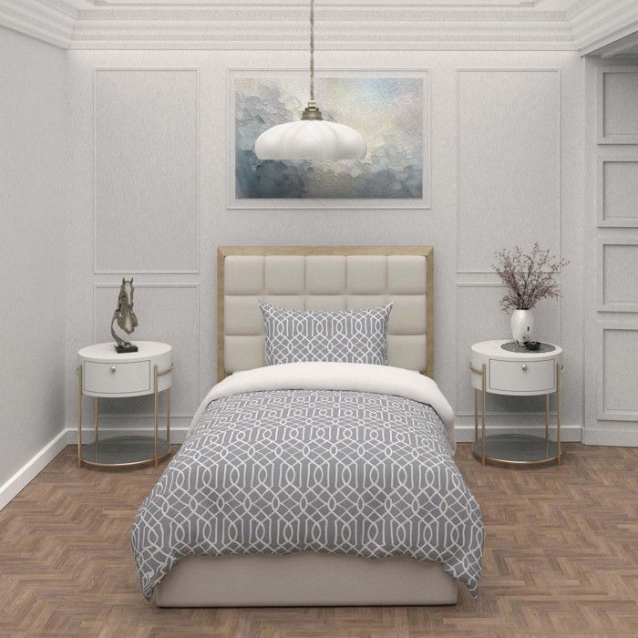 Parure housse de couette 3D microfibre 140x200 cm ANYA gris, par Soleil d'Ocre