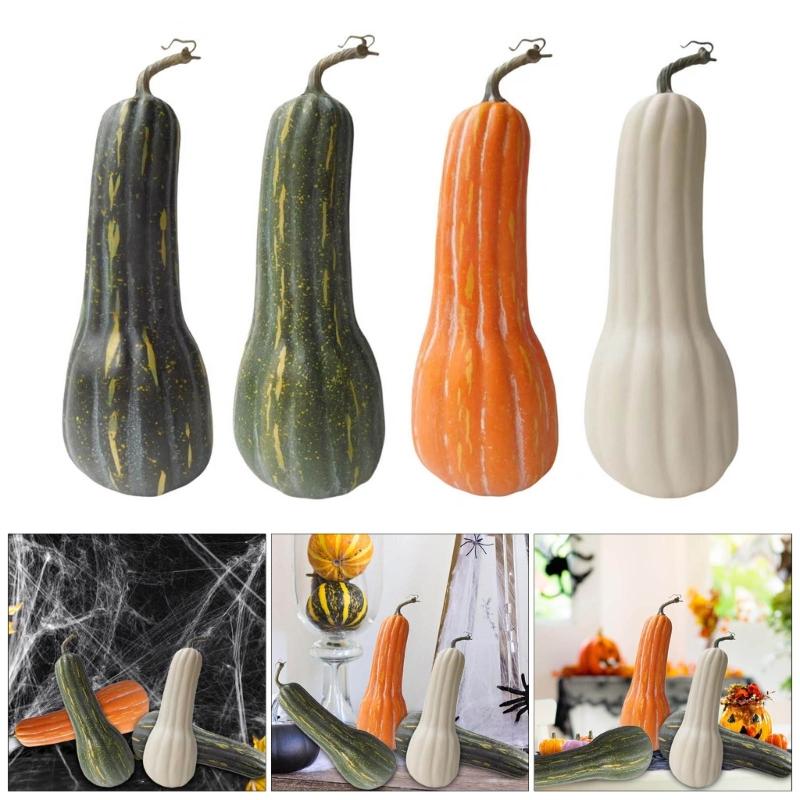Artificial Pumpkins Realistic Long Fake Foams Pumpkins for Basket Display Photography Props Thanksgiving Decorations