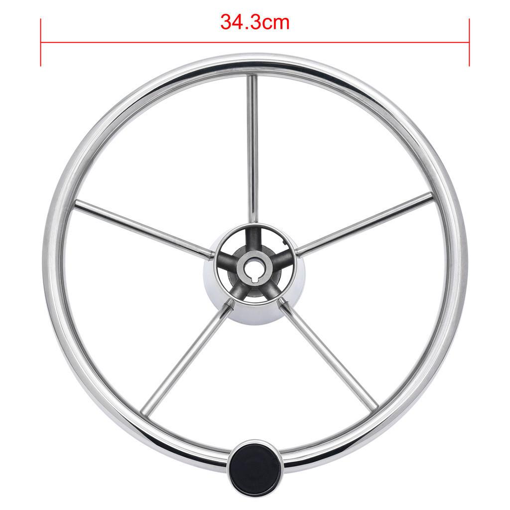 5-Spoke Stainless Steel Boat Steering Wheel with Black Polyurethane Foam Non-Slip Anti-Sweat Marine Accessories