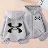Kids Cardigan Autumn Winter Hoodie Zipper Style Sweatshirt 3-12Yrs Boys Girl Letter Sports Top Casual Fashion Loose Coat Clothes