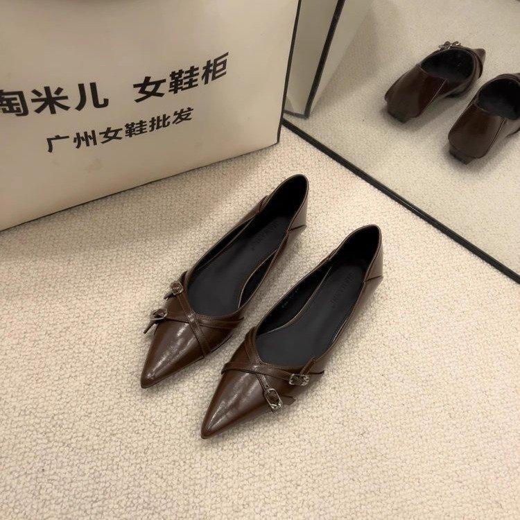 Весна и осень ретро Мэри Джейн неглубокий носок плоская подошва не устают ноги 2025 одиночные туфли женские французские нишевые вечерние туфли мягкие подошвы одиночные туфли