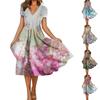 Women's Fashion And All-match Summer Temperament V-neck Printed Short-sleeved Dress