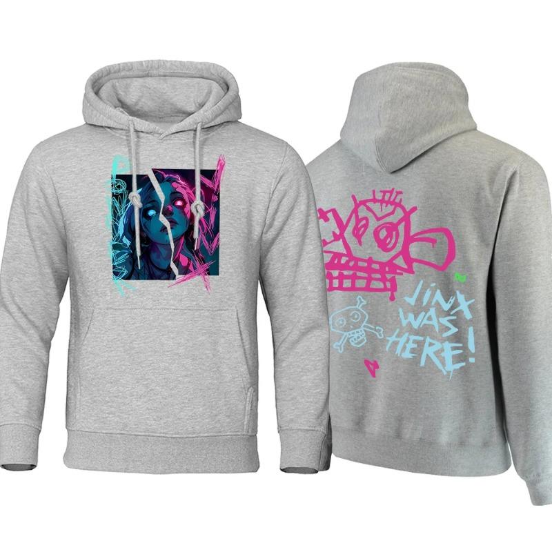 Arcane Hoodie Men Anime Jinx Hoodies Autumn Высококачественная флисовая толстовка Street Hoody Гибкая мужская одежда Oversize Толстовки и свитшоты мужские