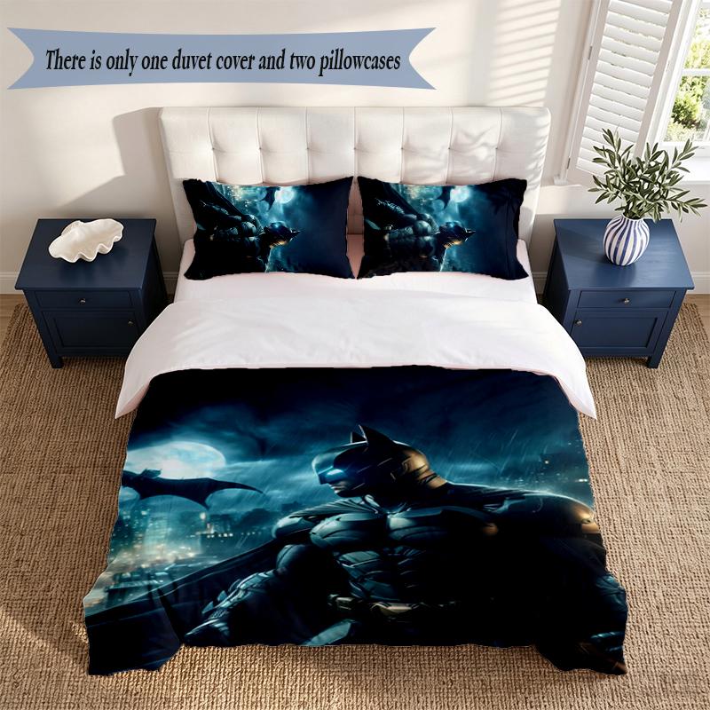 Batman 3‑Piece Bedding Set Soft Microfiber Duvet Cover Pillowcases Comfortable Bed Linen for Bedroom Decoration