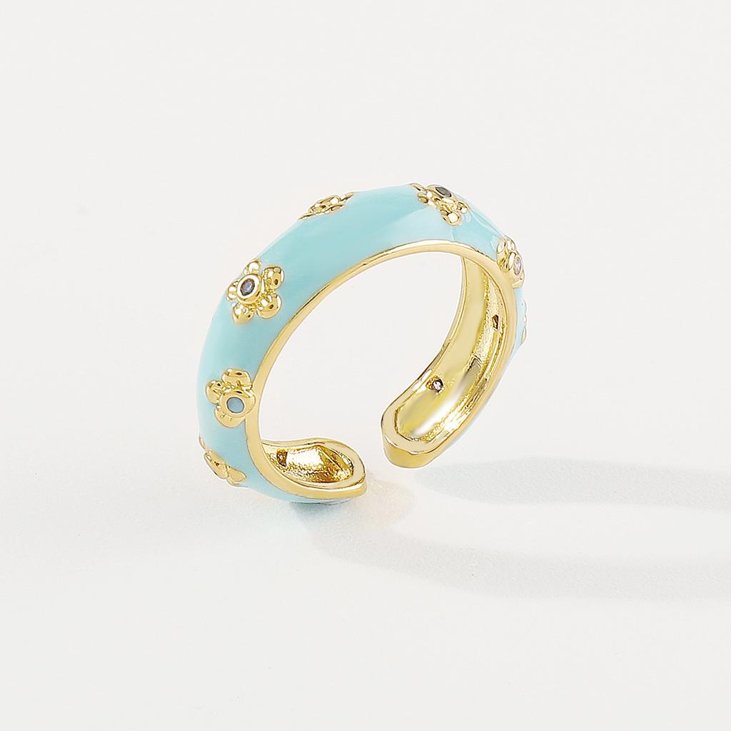 Модное и милое открытое кольцо с цветочным медным покрытием для женщин