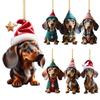 7PCS Funny Dachshund Christmas Stocking Pendant Playful Dog Ornaments for Christmas Tree Hanging Pendant