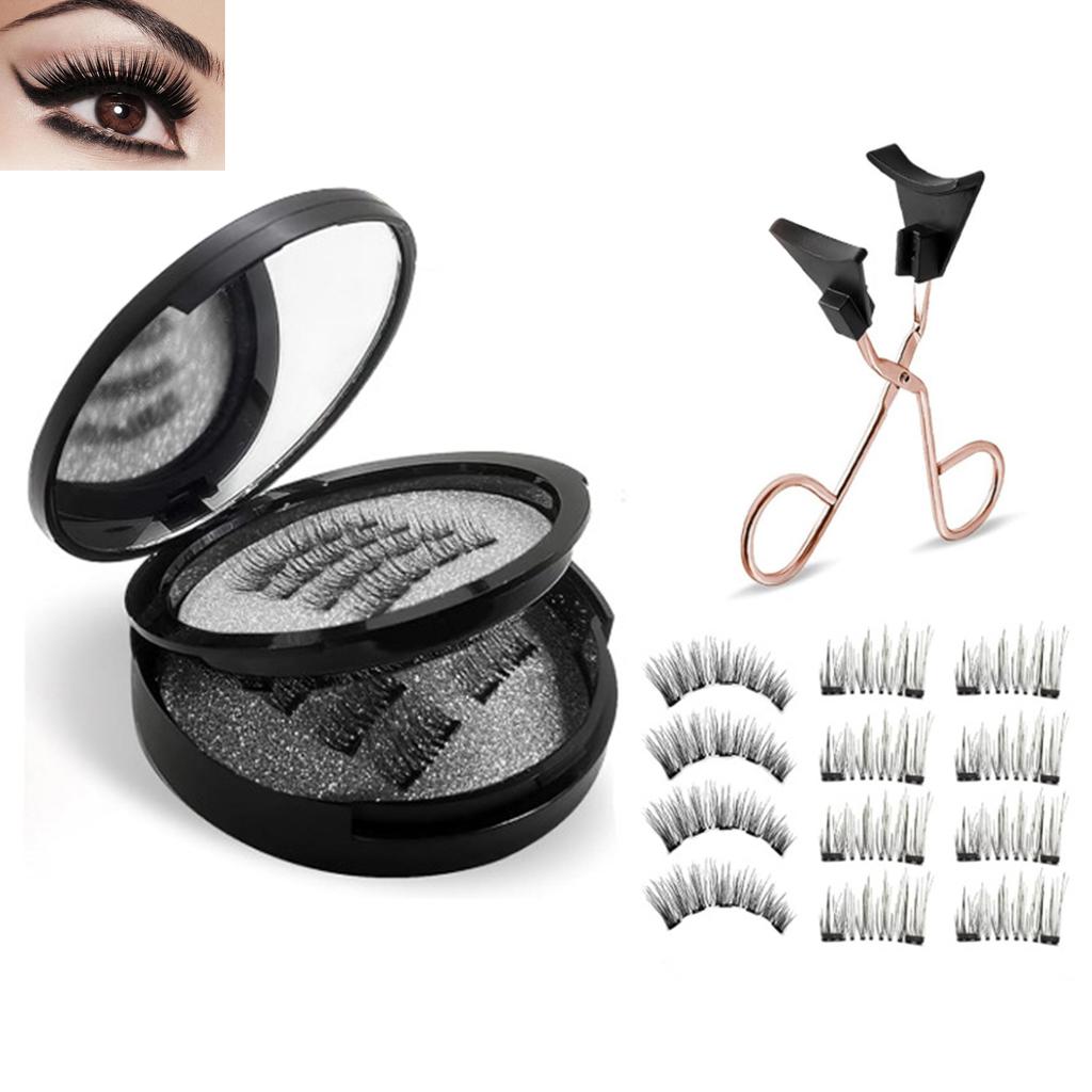 Magnetic False Eyelashes Set 8 Pairs with Magnetic Eyelash Applicator C Curl Fiber Material
