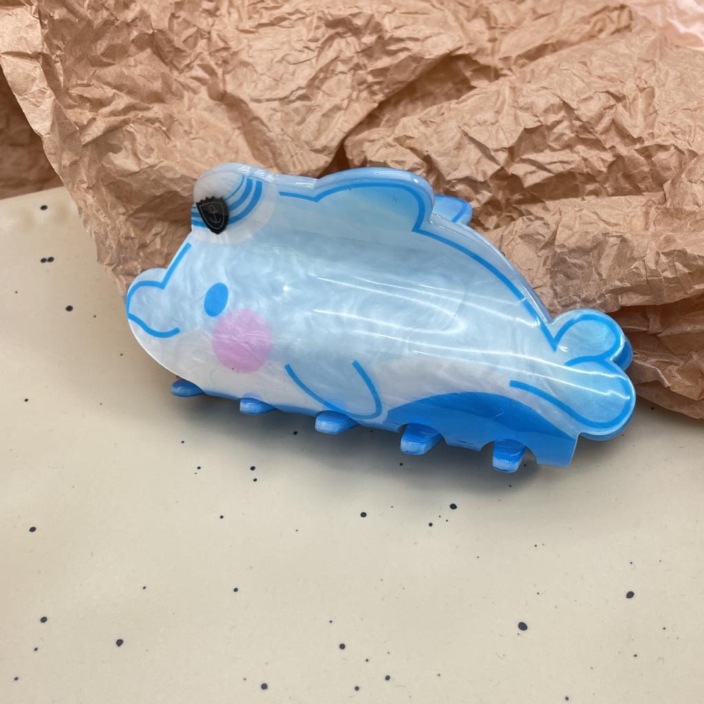 1pc Water Pattern Acrylic Cute Fashion Cartoon Double Sided Printing Hair Claw Ocean Series Shark Clip