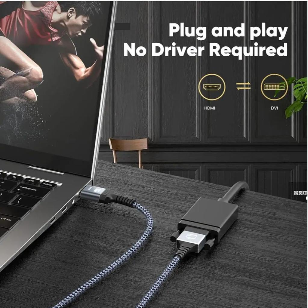 Двунаправленный адаптер и коммутационный кабель HDMI - DVI, подходит для ноутбуков, PS4, настольных компьютеров, телевизоров и 1080p проекторов