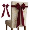 1/4PCS Burgundy Chair Sashes Chair Sashes Bows Burgundy Velvet Sashes Chairs Bows for Christmas Banquet Home Wedding Events
