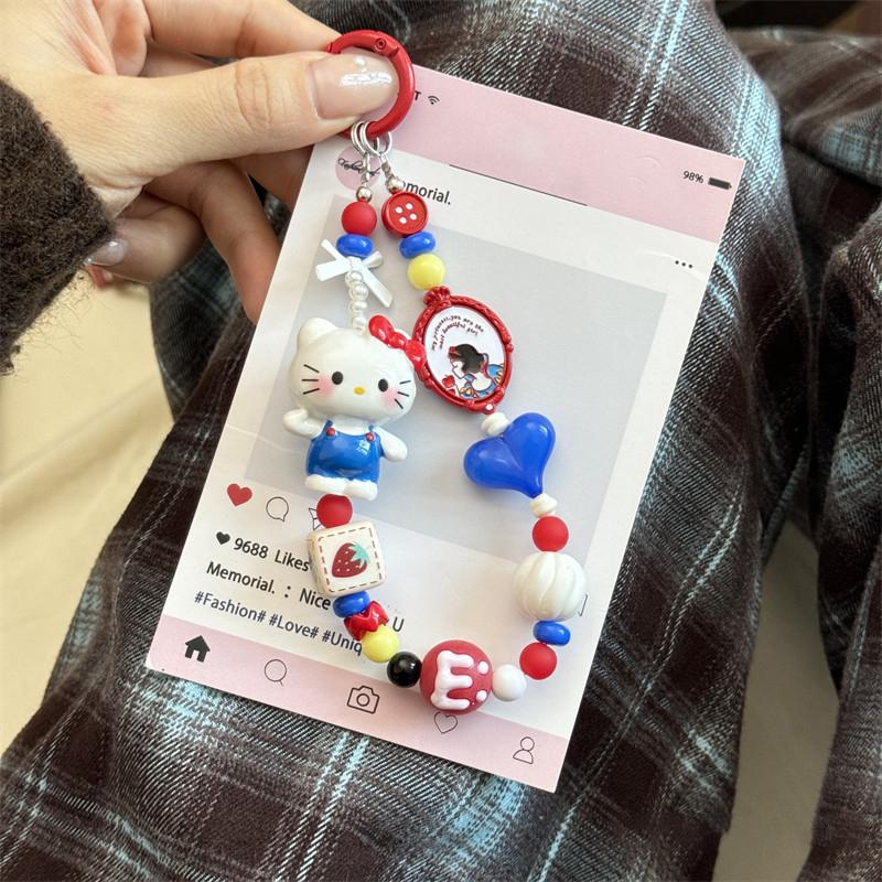 Дизайн Анимации Брелки Hello Kitty Подвеска из Бусин Подвески для Телефона Kawaii Брелок Kuromi Очаровательный Брелок Hellokitty Подарок Для Девочек