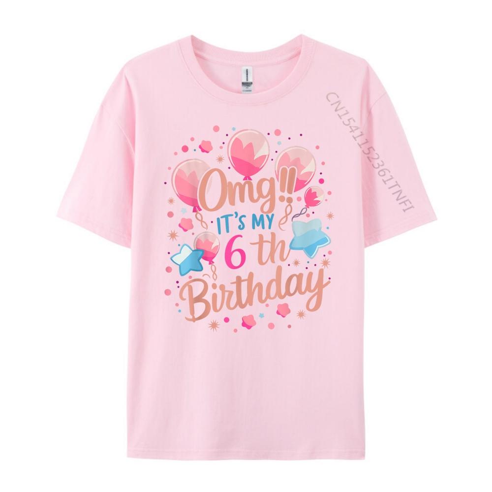 Kids Omg It My 6th Birthday Girls Funny Shirt Fashionable and Trendy T Shirt Mens Clothing Mardi Gras