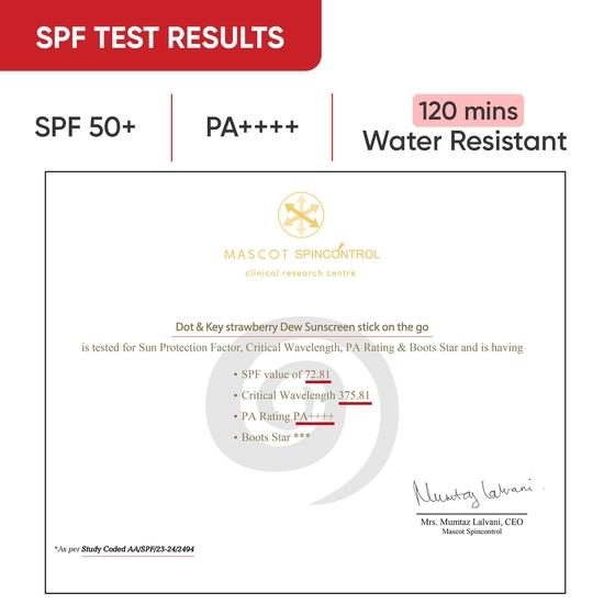 Солнцезащитный крем-карандаш Dot & Key Strawberry Dew Spf 50 On-The-Go Spf 50 Pa+++, широкий спектр, защита от UVA/UVB-лучей с гиалуроновой кислотой, без разводов, 20 г
