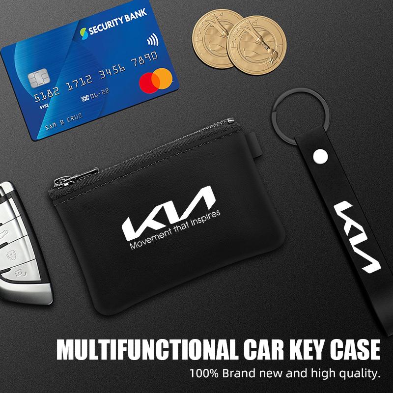 ACZ2 Car Accessories For KIA Soul Sorento K2 K5 Picanto Optima Sportage Cerato Leather Car Key Cover Case Wallet Bag Keychain