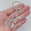 Glamour Antique Silvery Moon Cat Pendant Keychain Fashion Women's Pendant Men's Pendant Moon Cat Keyring Car Keychain Ring Souvenir Gifts