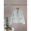 Womens Lightweight Short Down Jacket V-Neck Slim Fit White Duck Inner Layer Casual Outerwear