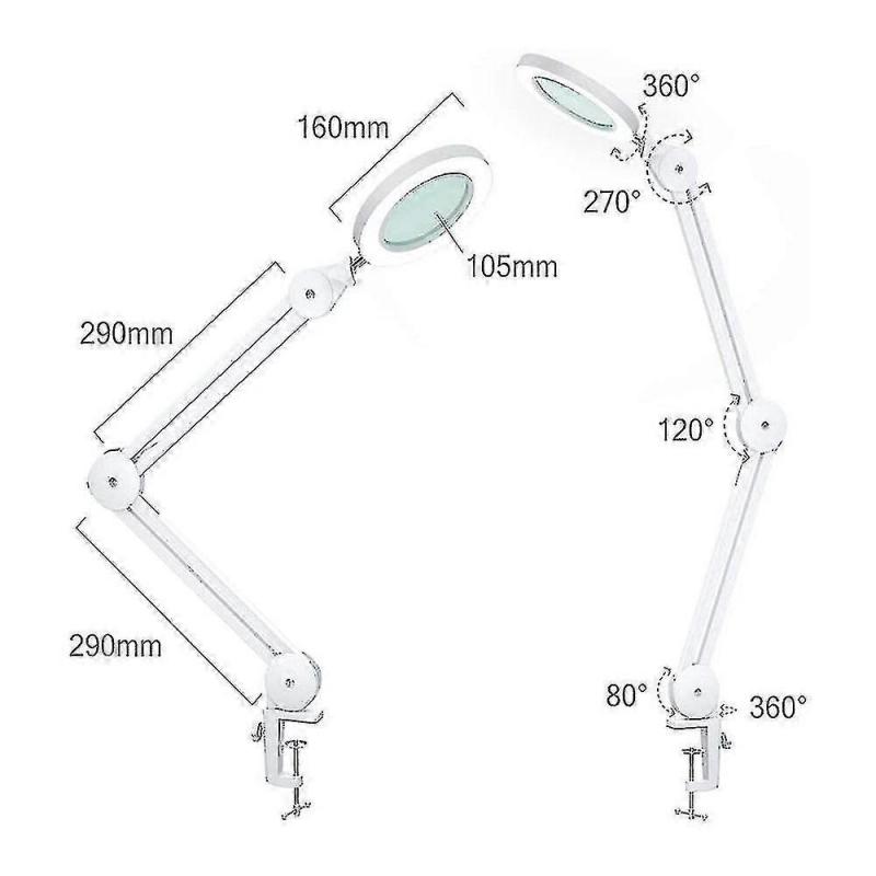 Led Magnifying Lamp, 5 Diopter Magnifying Glass With Light