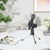 Microphone Tripod Stand with Microphone Holder, Stable, for Filming, Podcasting, and Singing, Clip Holder Set, Anti-Slip, Convenient Storage, Ideal fo