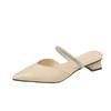 Women's Slippers Rhinestone High Heels Pointed Mules New Summer Shoes Woman Fashion Slippers Elegant Slip-On Sweet Party Shoes