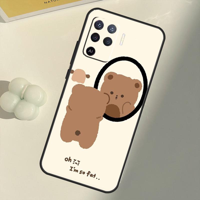 Коричневый мультяшный милый медведь чехол для OPPO A74 A94 A54 A1K A15 A16 A52 A72 A83 A91 A93 A53S A5 A9 A31 A53 2020 крышка