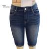 Женские джинсовые шорты длиной до колена, ретро-стиранные, облегающие, эластичные, с эффектом потертости, градиентные цвета, карманы, на пуговицах на талии, на молнии, женские джинсы на каждый день