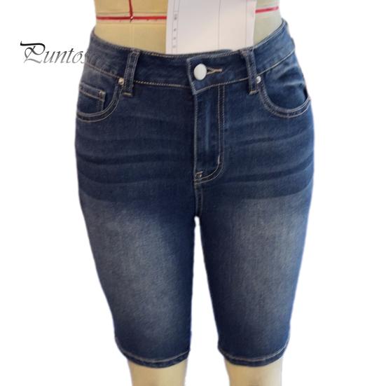 Женские джинсовые шорты длиной до колена, ретро-стиранные, облегающие, эластичные, с эффектом потертости, градиентные цвета, карманы, на пуговицах на талии, на молнии, женские джинсы на каждый день