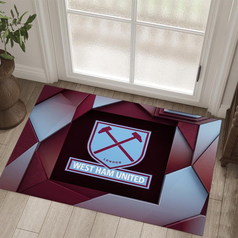 West Ham United Football Design Crystal Velvet Carpet Cozy Non?Slip Printed Rug For Bedroom Living Room Entrance